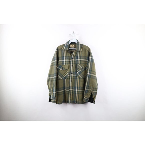 Vtg 50s 60s Streetwear Mens Large Wool Blend CPO Shirt Jacket Jac Shirt Plaid